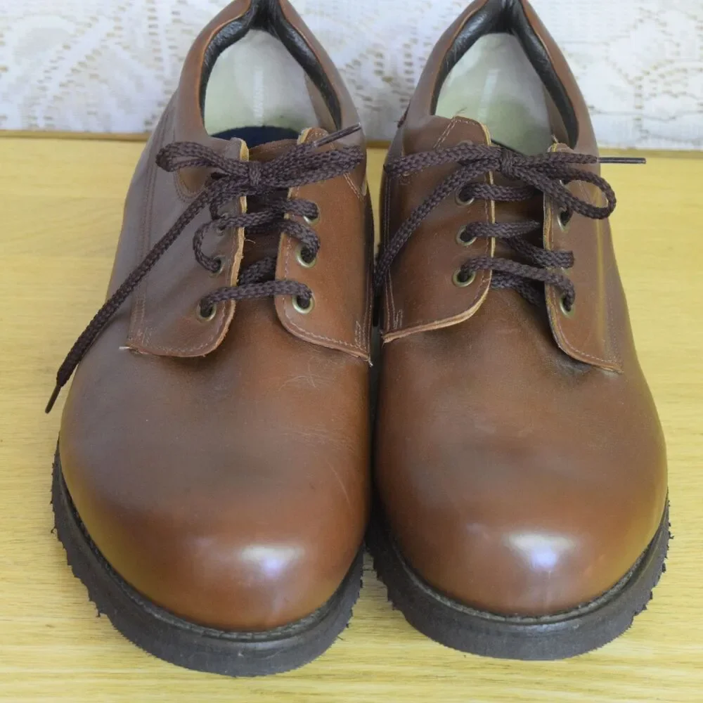 P.W. Minor Orthotic Mens Size 12 Lace Up Brown Leather Shoes Vibram Sole Comfort
